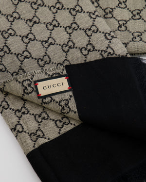 Gucci Grey and Black GG Monogram Scarf