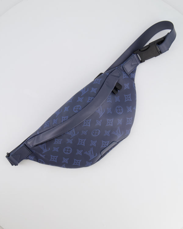 Louis Vuitton Blue Leather Monogram Shadow Discovery Bum Bag with Black Hardware RRP £1,730