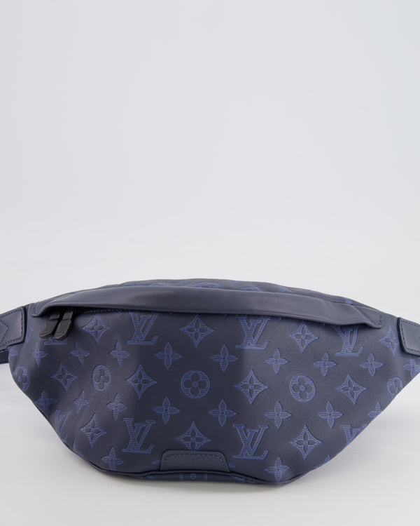 Louis Vuitton Blue Leather Monogram Shadow Discovery Bum Bag with Black Hardware RRP £1,730
