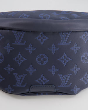 Louis Vuitton Blue Leather Monogram Shadow Discovery Bum Bag with Black Hardware RRP £1,730