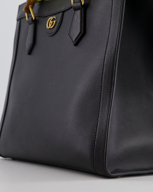 Gucci Black Diana Large Tote Leather Bag with Shiny Antique Gold Hardware &amp; Bamboo Handle RRP £3,790