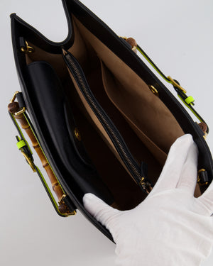 Gucci Black Diana Large Tote Leather Bag with Shiny Antique Gold Hardware &amp; Bamboo Handle RRP £3,790