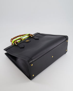Gucci Black Diana Large Tote Leather Bag with Shiny Antique Gold Hardware &amp; Bamboo Handle RRP £3,790