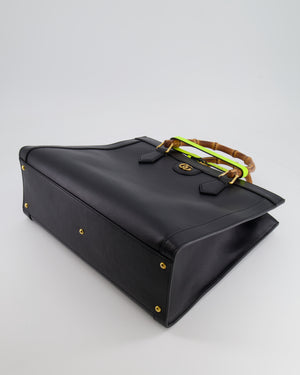 Gucci Black Diana Large Tote Leather Bag with Shiny Antique Gold Hardware &amp; Bamboo Handle RRP £3,790