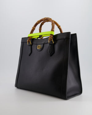 Gucci Black Diana Large Tote Leather Bag with Shiny Antique Gold Hardware &amp; Bamboo Handle RRP £3,790