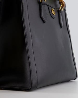 Gucci Black Diana Large Tote Leather Bag with Shiny Antique Gold Hardware &amp; Bamboo Handle RRP £3,790