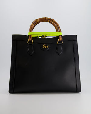 Gucci Black Diana Large Tote Leather Bag with Shiny Antique Gold Hardware &amp; Bamboo Handle RRP £3,790