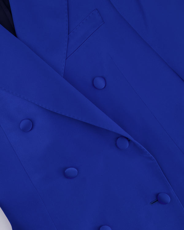 Gucci Electric Blue Silk Double Breasted Blazer Jacket Size IT 38 (UK 6)