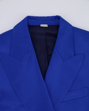 Gucci Electric Blue Silk Double Breasted Blazer Jacket Size IT 38 (UK 6)