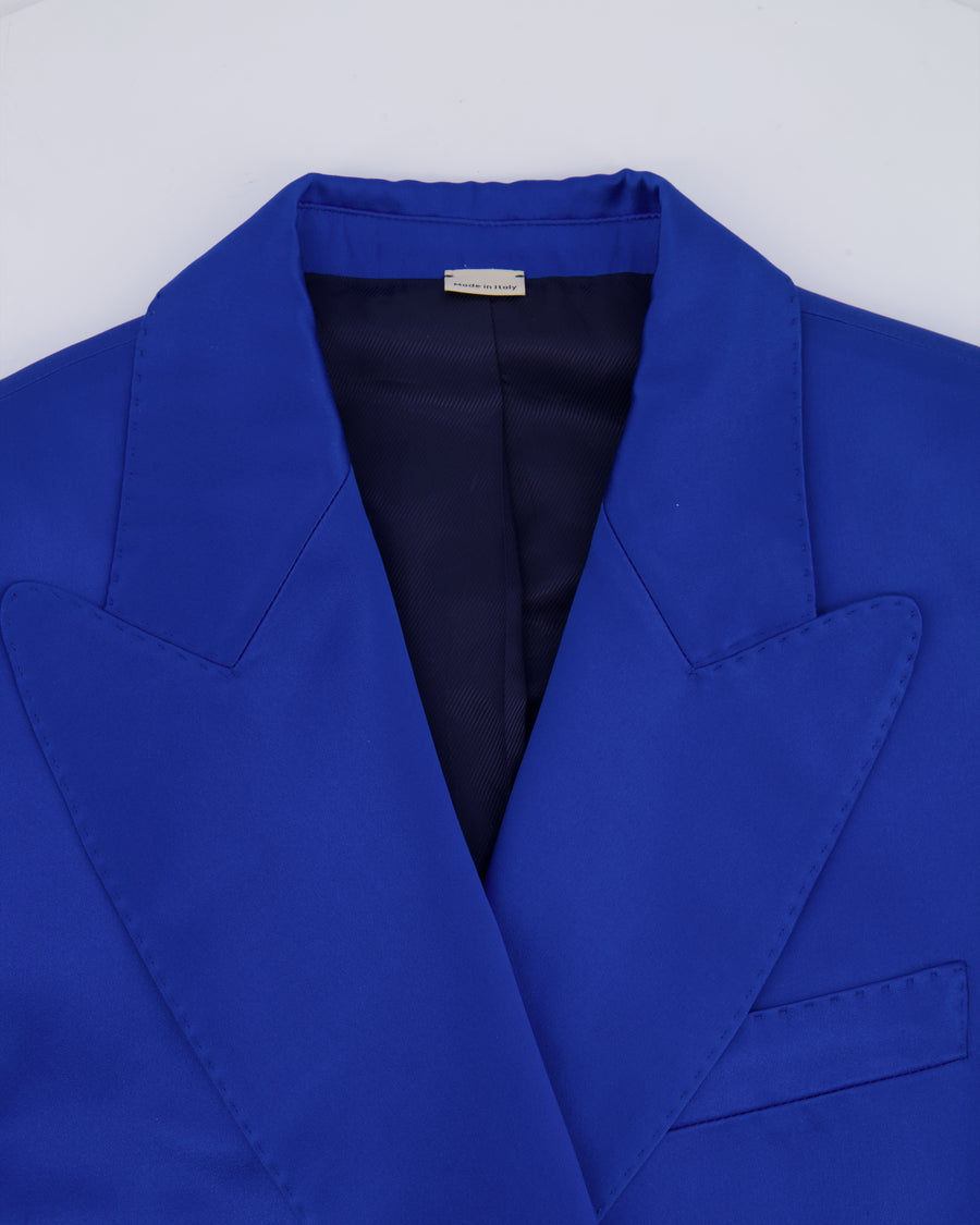 Gucci Electric Blue Silk Double Breasted Blazer Jacket Size IT 38 (UK 6)