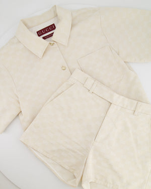 Gucci Cream Gabardine GG Logo Top and Short Set Size IT 36 (UK 4) RRP £1,660