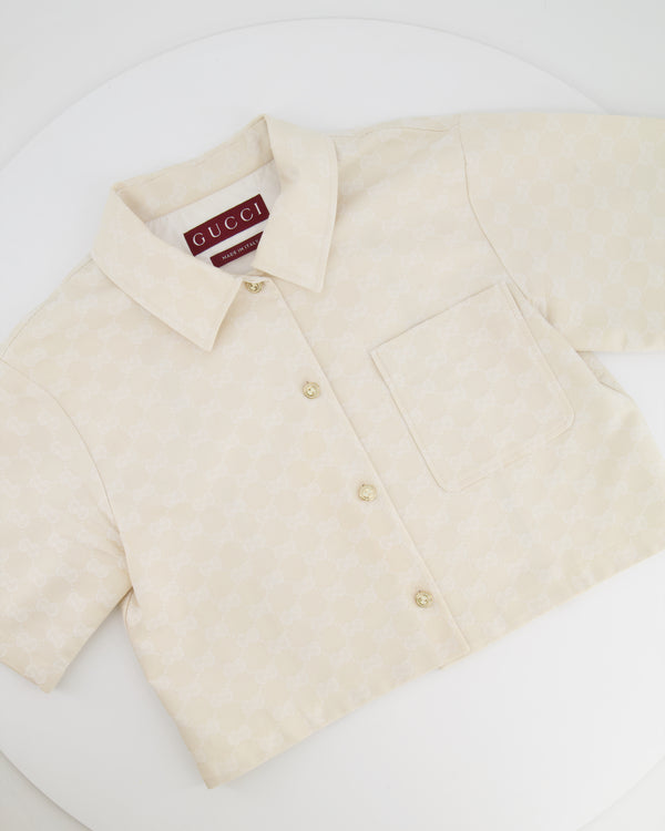 Gucci Cream Gabardine GG Logo Top and Short Set Size IT 36 (UK 4) RRP £1,660