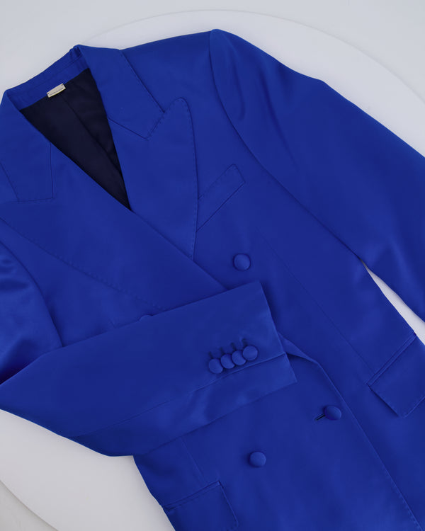 Gucci Electric Blue Silk Double Breasted Blazer Jacket Size IT 38 (UK 6)