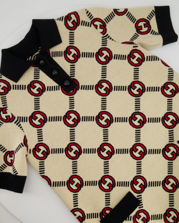 Gucci Beige, Black and Red Reversible GG Monogram Reversible Mini Dress Size S (UK 8)
