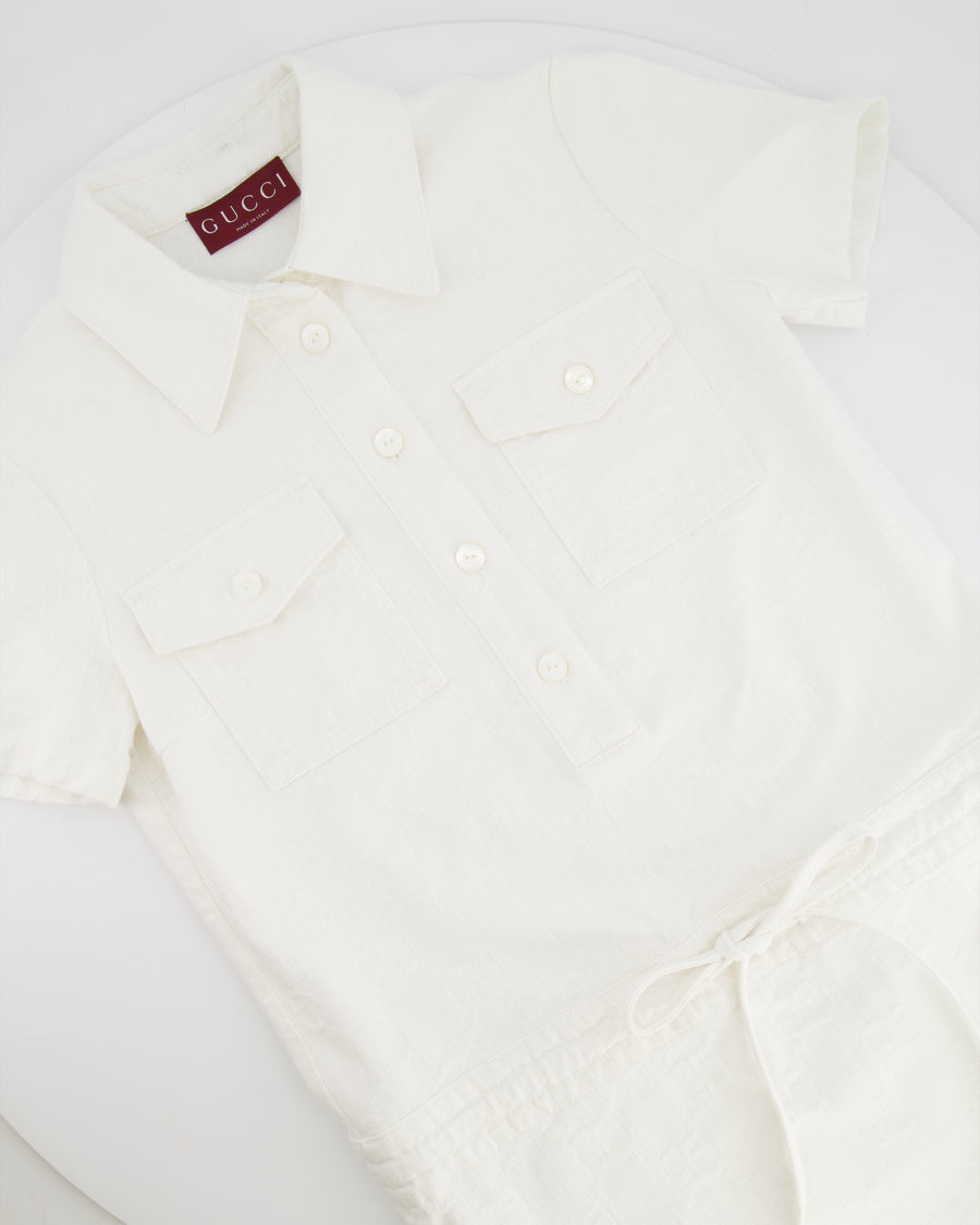 Gucci White Denim GG Jacquard Mini Dress Size IT 36 (UK 4) RRP £1,850