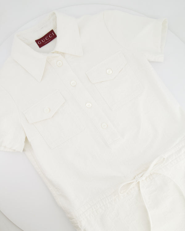Gucci White Denim GG Jacquard Mini Dress Size IT 36 (UK 4) RRP £1,850