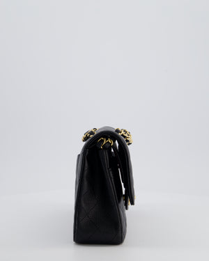 Chanel Black Classic Medium Double Flap Bag in Caviar Leather with Champagne Gold Hardware