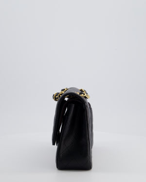 Chanel Black Classic Medium Double Flap Bag in Caviar Leather with Champagne Gold Hardware