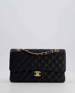 Chanel Black Classic Medium Double Flap Bag in Caviar Leather with Champagne Gold Hardware