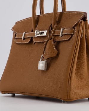 *RARE* Hermès Birkin 25 Retourne Bag in Gold Togo Leather with Brushed Palladium Hardware