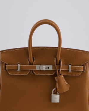 *RARE* Hermès Birkin 25 Retourne Bag in Gold Togo Leather with Brushed Palladium Hardware