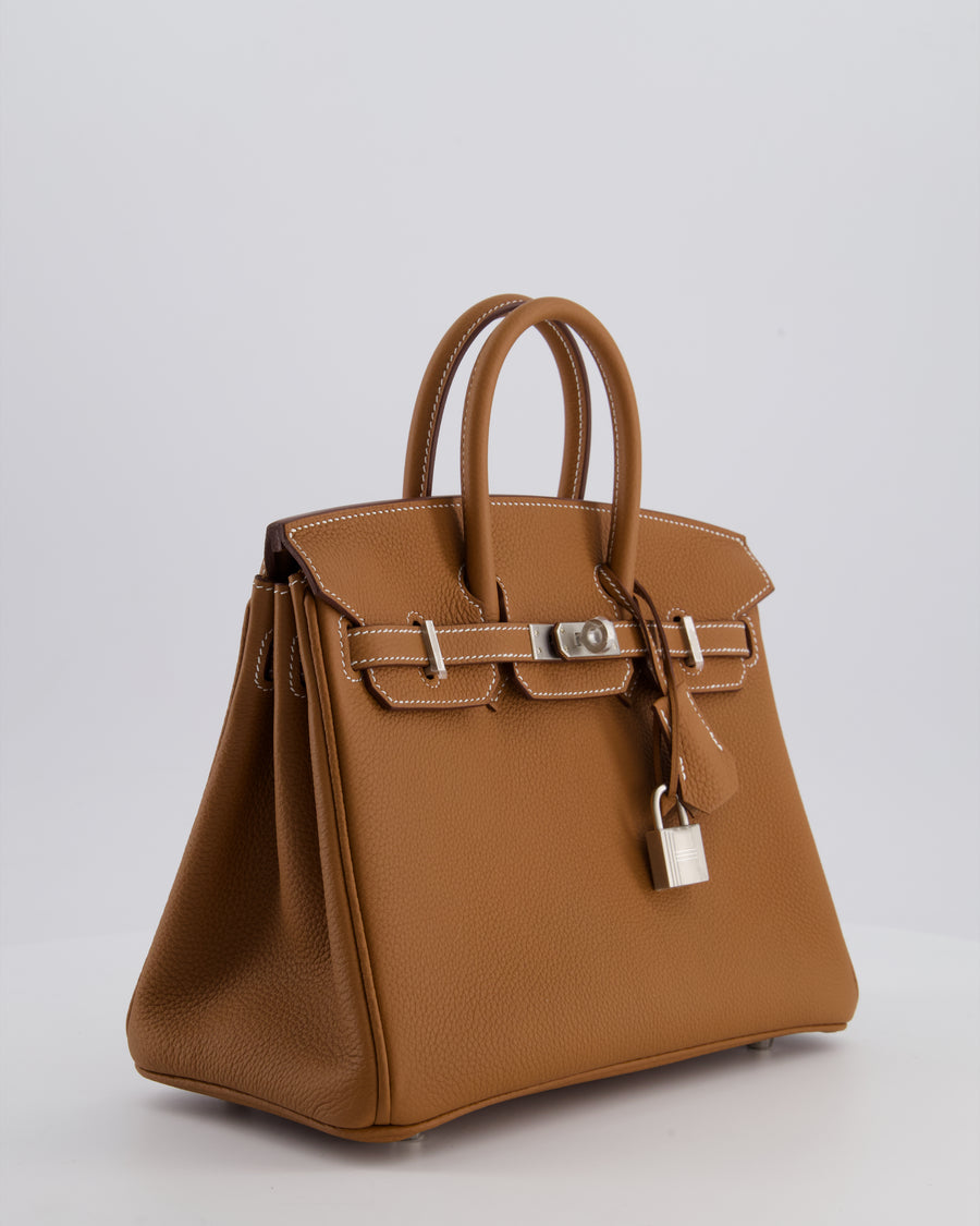 *RARE* Hermès Birkin 25 Retourne Bag in Gold Togo Leather with Brushed Palladium Hardware