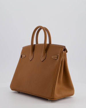 *RARE* Hermès Birkin 25 Retourne Bag in Gold Togo Leather with Brushed Palladium Hardware