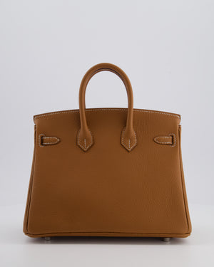 *RARE* Hermès Birkin 25 Retourne Bag in Gold Togo Leather with Brushed Palladium Hardware