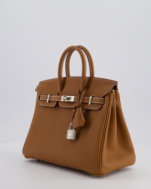 *RARE* Hermès Birkin 25 Retourne Bag in Gold Togo Leather with Brushed Palladium Hardware