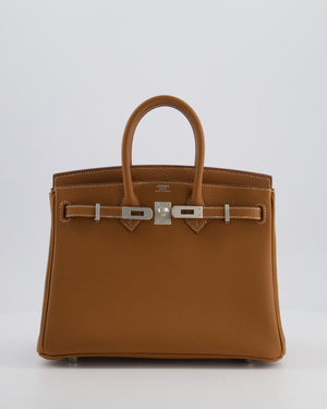 *RARE* Hermès Birkin 25 Retourne Bag in Gold Togo Leather with Brushed Palladium Hardware