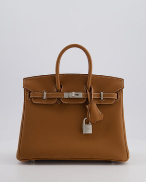 *RARE* Hermès Birkin 25 Retourne Bag in Gold Togo Leather with Brushed Palladium Hardware