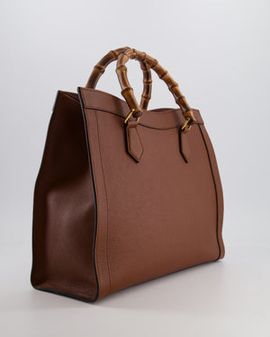 Gucci Brown Diana Large Tote Leather Bag with Shiny Antique Gold Hardware & Bamboo Handle RRP £3,790