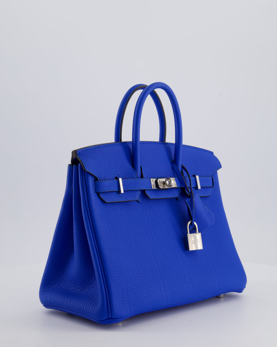 Hermès Birkin 25 Retourne Bag in Bleu Hydra Togo Leather with Palladium Hardware