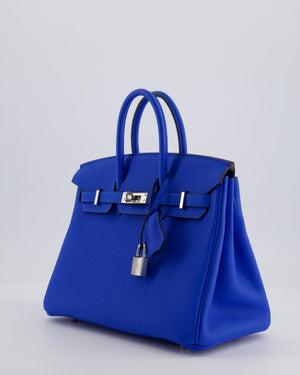 Hermès Birkin 25 Retourne Bag in Bleu Hydra Togo Leather with Palladium Hardware