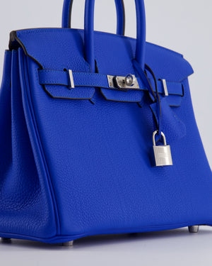 Hermès Birkin 25 Retourne Bag in Bleu Hydra Togo Leather with Palladium Hardware