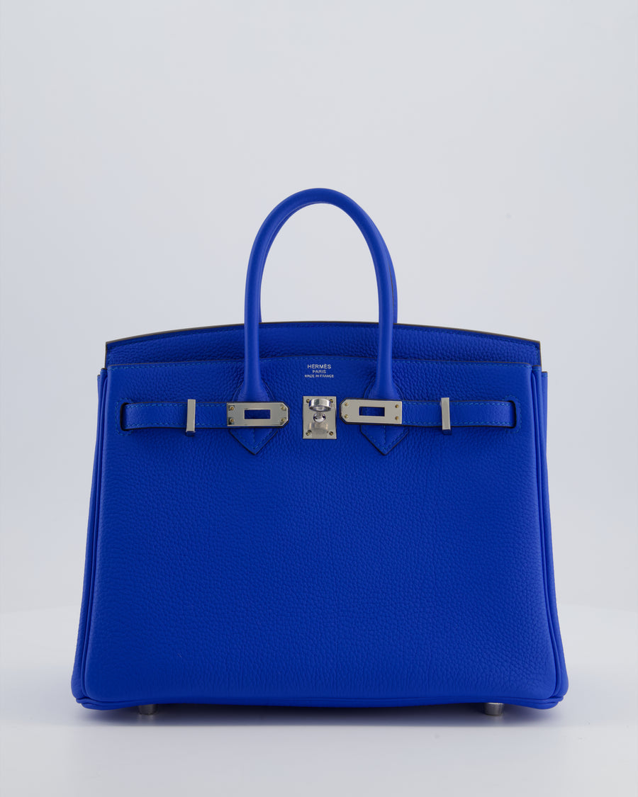 Hermès Birkin 25 Retourne Bag in Bleu Hydra Togo Leather with Palladium Hardware