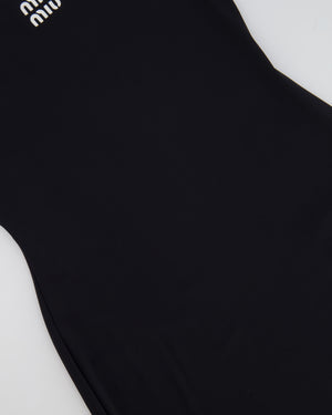 Miu Miu Black Midi Jersey Dress with White Logo Detail Size IT 38 (UK 6) RRP £1,060