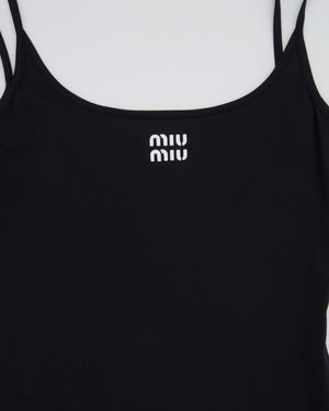 Miu Miu Black Midi Jersey Dress with White Logo Detail Size IT 38 (UK 6) RRP £1,060