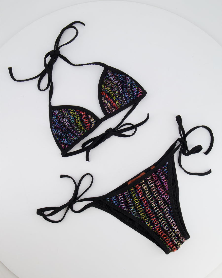 Missoni Black and Multicolour Bikini Set with Sequins Size IT 40 (UK 8) RRP £450