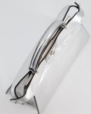 Fendi Silver Metallic Small Peekaboo Bag in Calfskin Leather with Silver Hardware