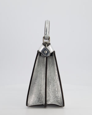 Fendi Silver Metallic Small Peekaboo Bag in Calfskin Leather with Silver Hardware