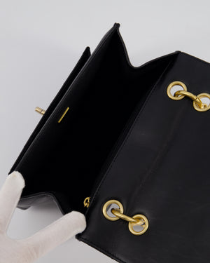 Chanel Black 23S Square Messenger Flap Bag in Aged Calfskin Leather with Aged Gold Hardware