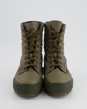 Hermès Khaki Fresh Boots in Parachute Fabric and Calfskin Leather Size 37.5 RRP £800