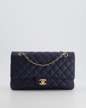 *RARE COLOUR* Chanel Classic Medium Double Flap Bag in Navy Blue Caviar Leather with Champagne Gold Hardware