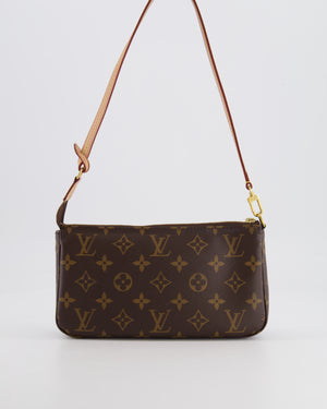 Louis Vuitton Brown Pochette Bag in Monogram Coated Canvas and Leather with Gold Hardware