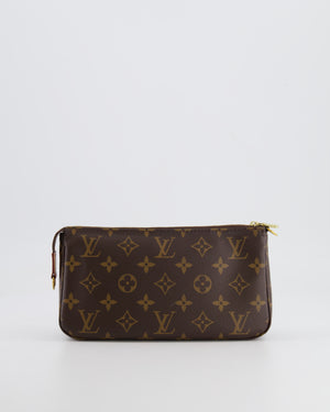 Louis Vuitton Brown Pochette Bag in Monogram Coated Canvas and Leather with Gold Hardware