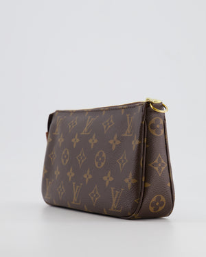 Louis Vuitton Brown Pochette Bag in Monogram Coated Canvas and Leather with Gold Hardware