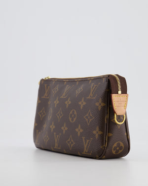 Louis Vuitton Brown Pochette Bag in Monogram Coated Canvas and Leather with Gold Hardware