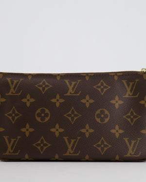 Louis Vuitton Brown Pochette Bag in Monogram Coated Canvas and Leather with Gold Hardware