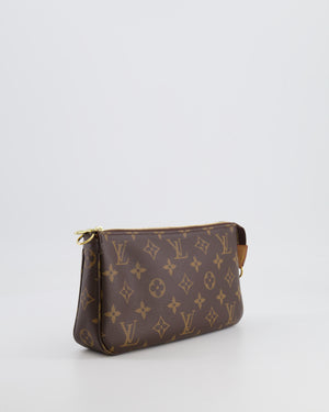 Louis Vuitton Brown Pochette Bag in Monogram Coated Canvas and Leather with Gold Hardware